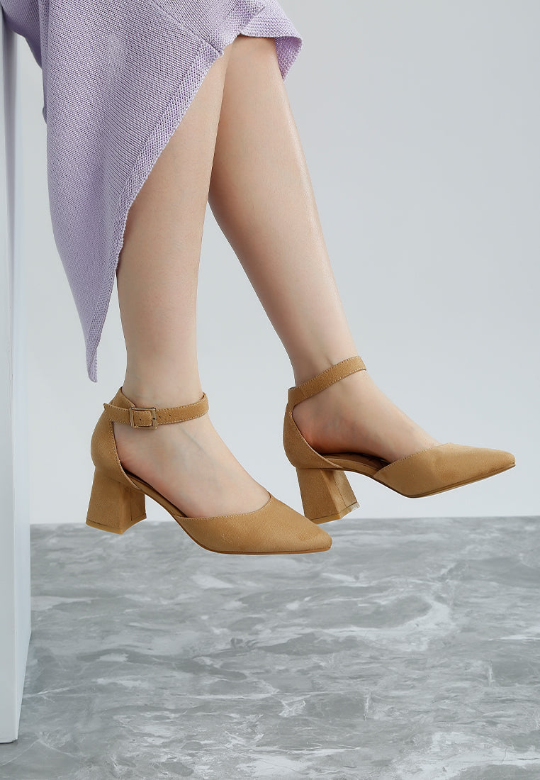 Rozita Microfiber Block Heel Sandals-1
