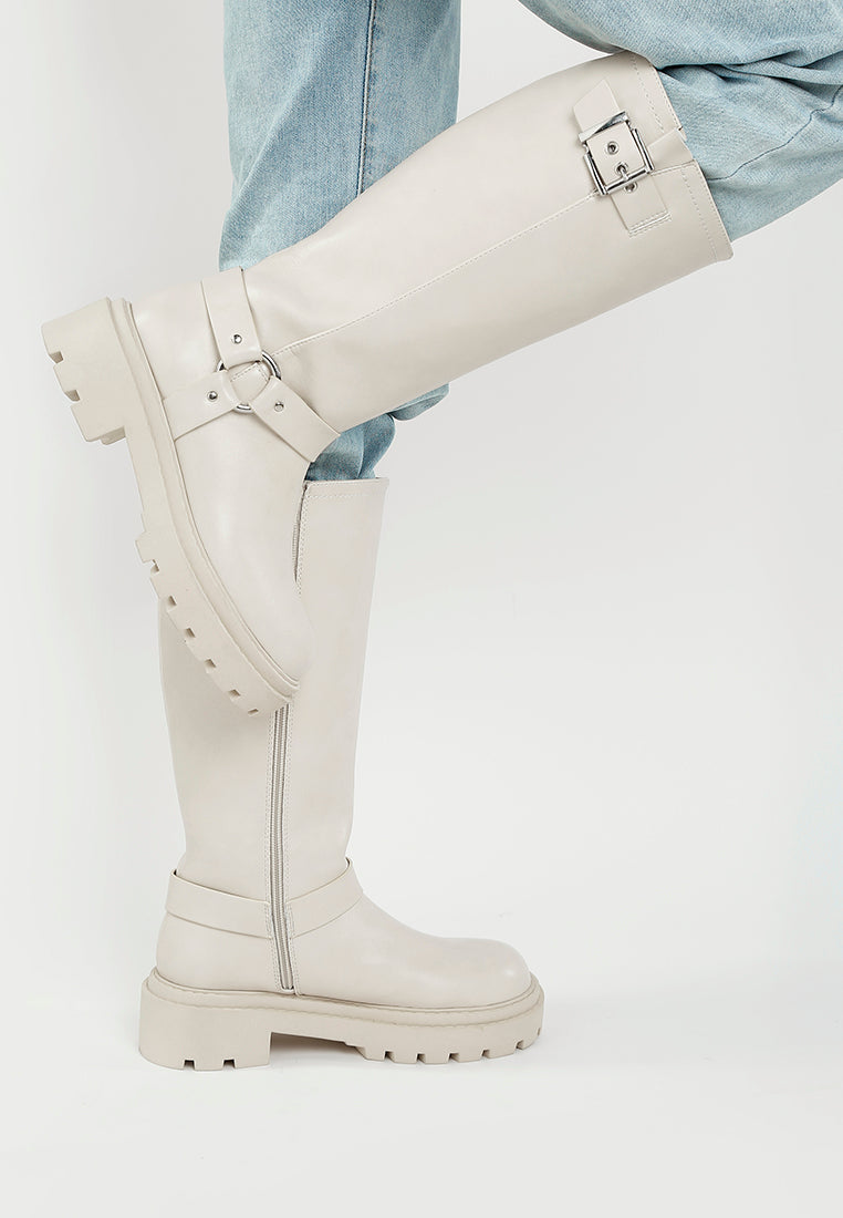Taimen Harnes Detail Long Boots-1
