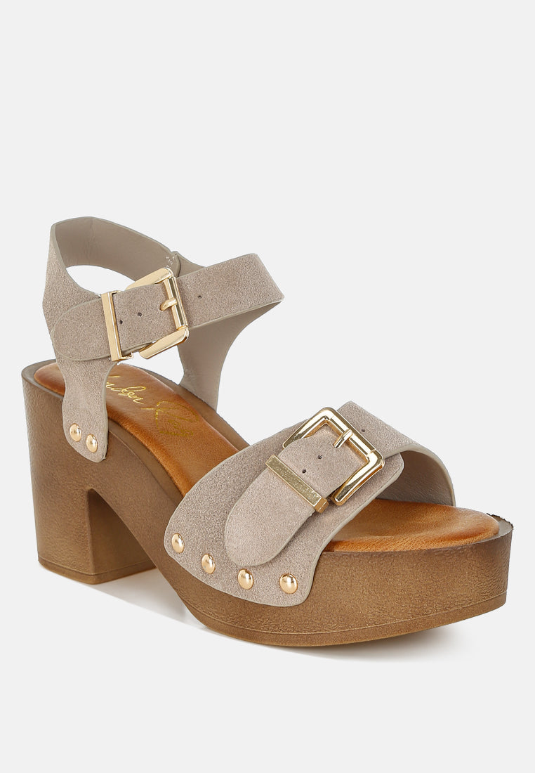 Lhasa Real Suede Leather Clog Sandals-1