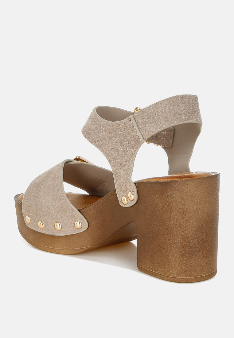 Lhasa Real Suede Leather Clog Sandals-3
