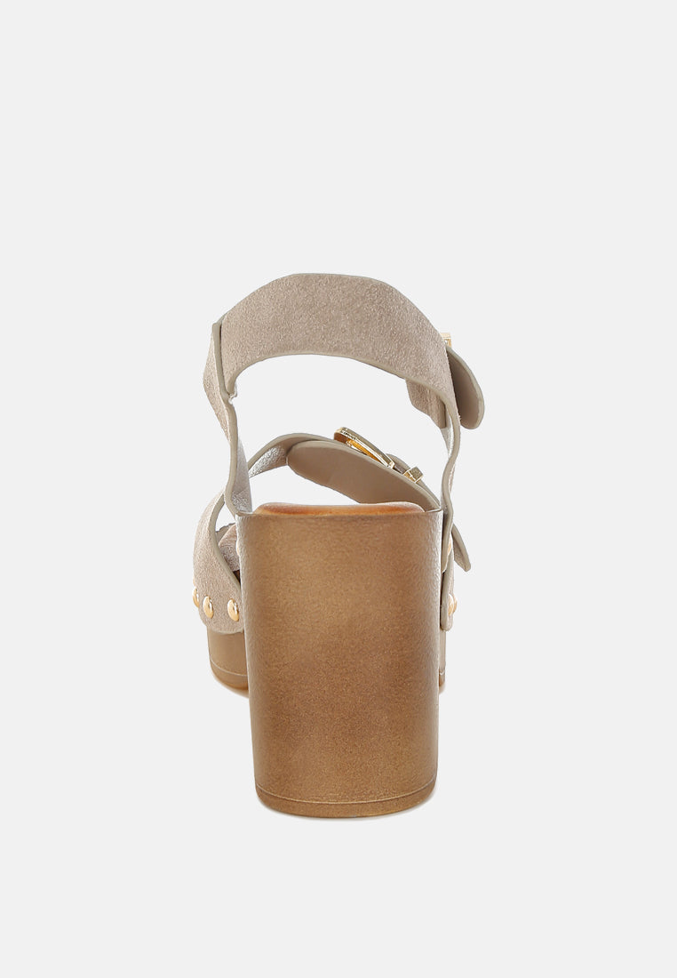 Lhasa Real Suede Leather Clog Sandals-4