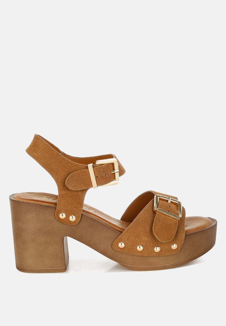 Lhasa Real Suede Leather Clog Sandals-5