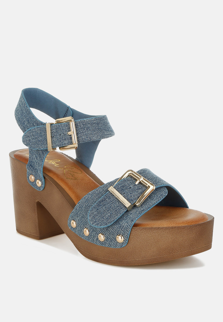 Vipasa Studded Denim Clog Sandals-1