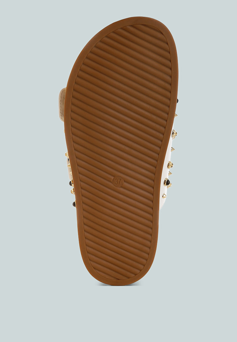 Jayata Metallic Stud Embellished Sliders-4