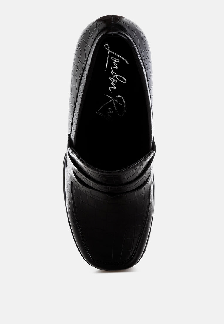 Edwina Chunky Penny Strap Heeled Loafers-4