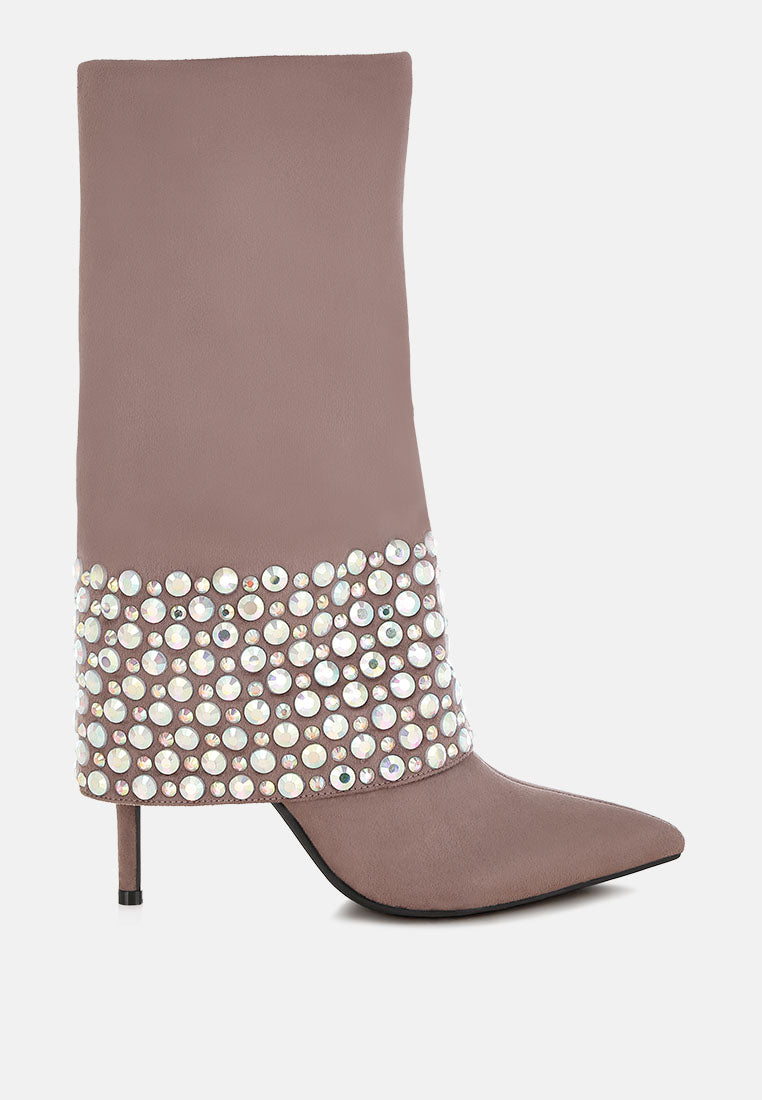 BASSO Party Diamante Studded Stiletto Boots-6