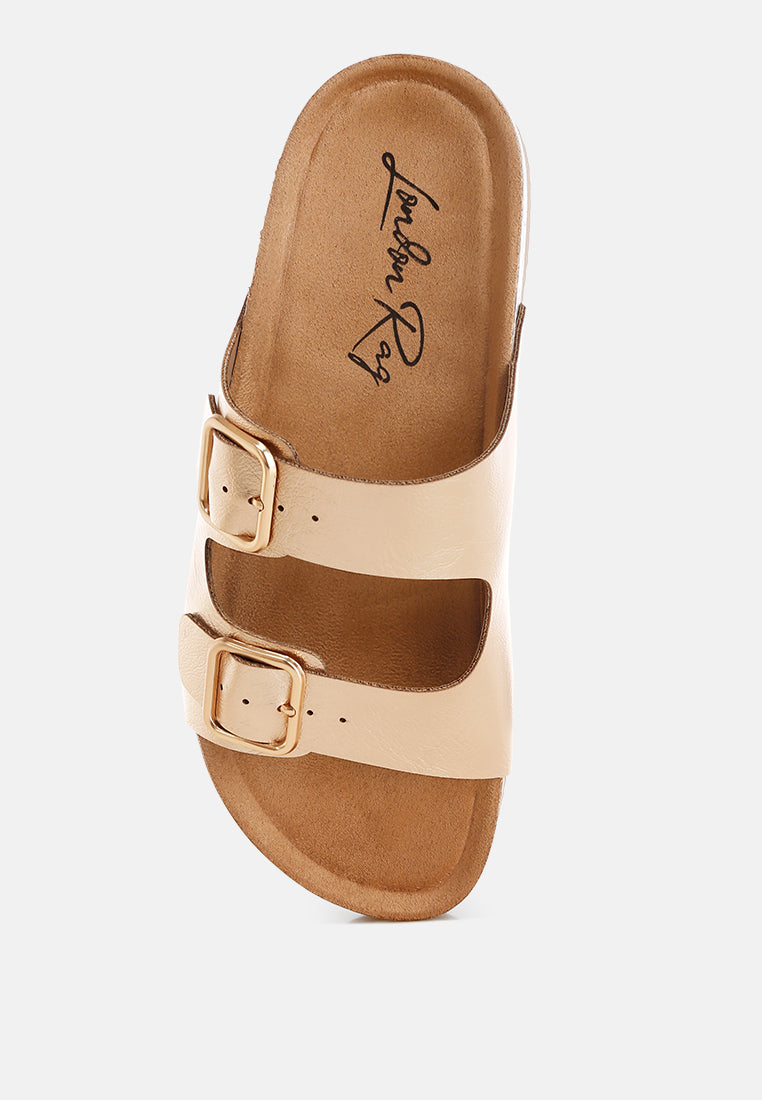 Parla Metallic Double Buckle Sandals-4