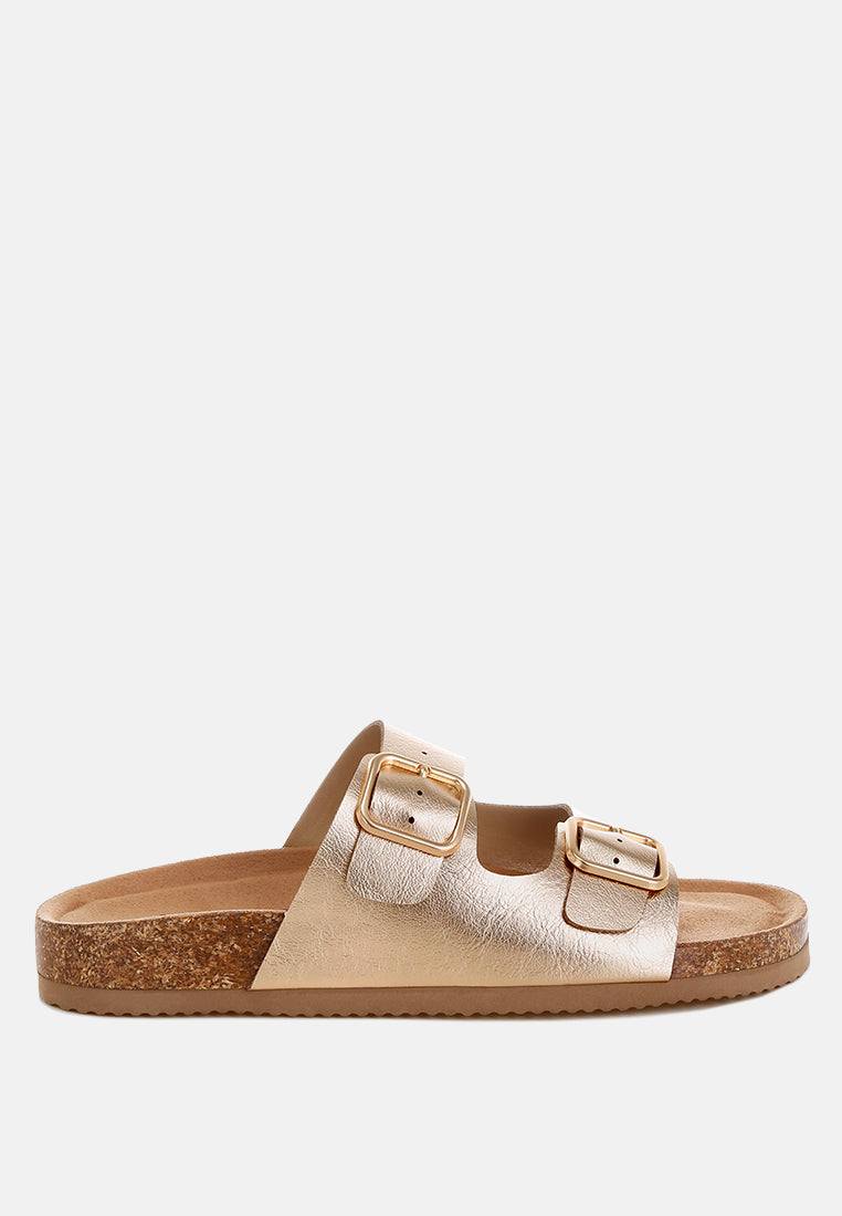 Parla Metallic Double Buckle Sandals-0