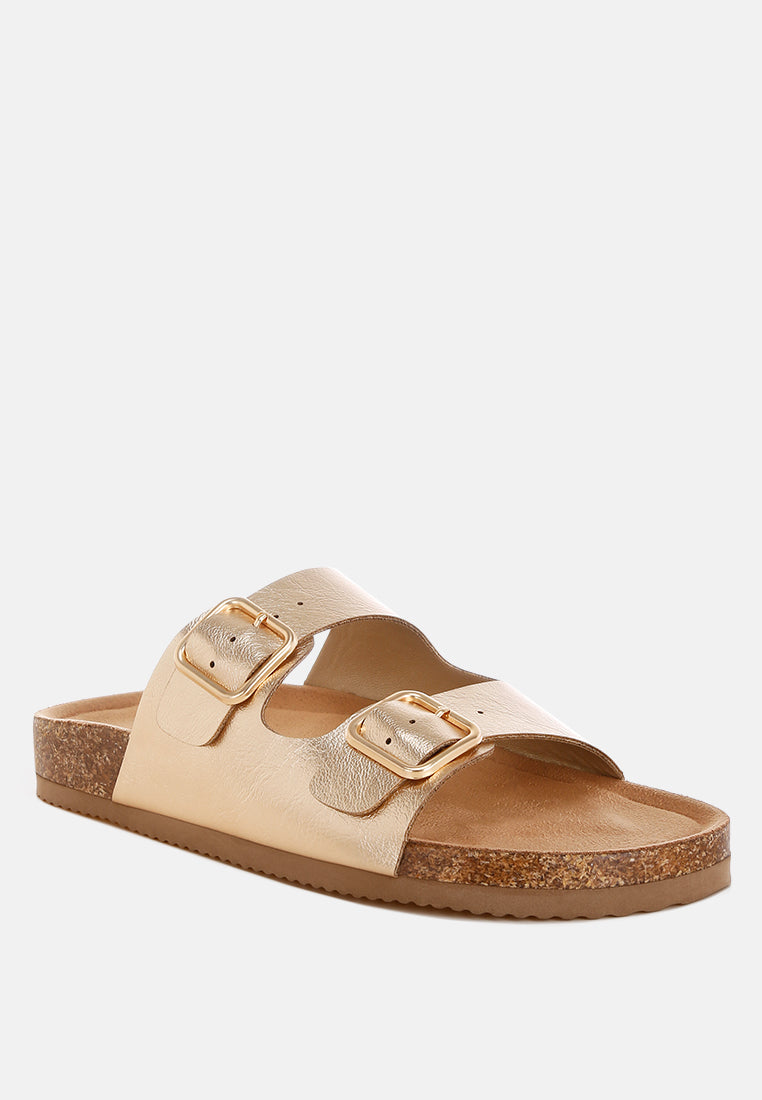 Parla Metallic Double Buckle Sandals-2
