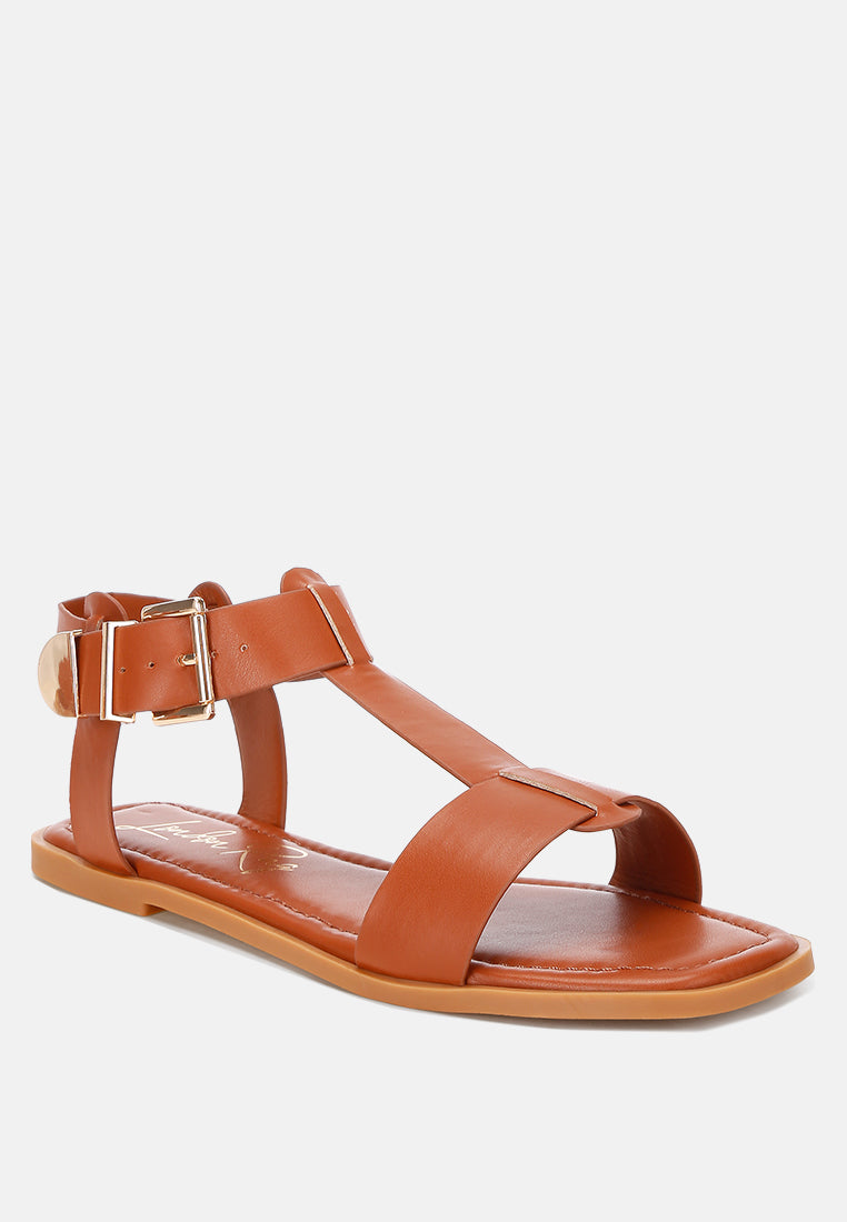 Buckled Square Toe Flat Sandals by FT-1