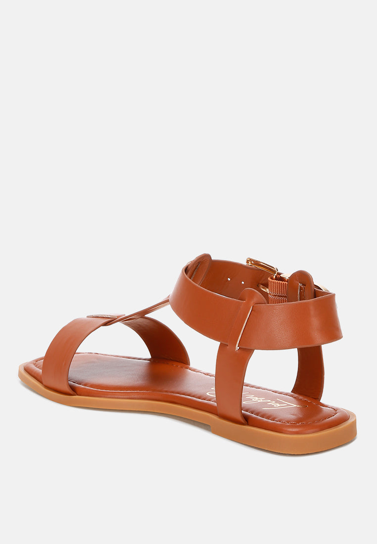 Buckled Square Toe Flat Sandals by FT-2
