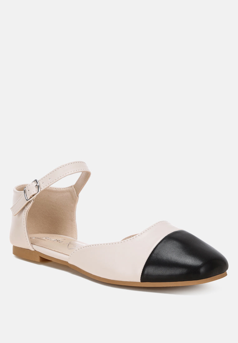 Clevea Dual Tone Pin Buckle Ballet Flats-2