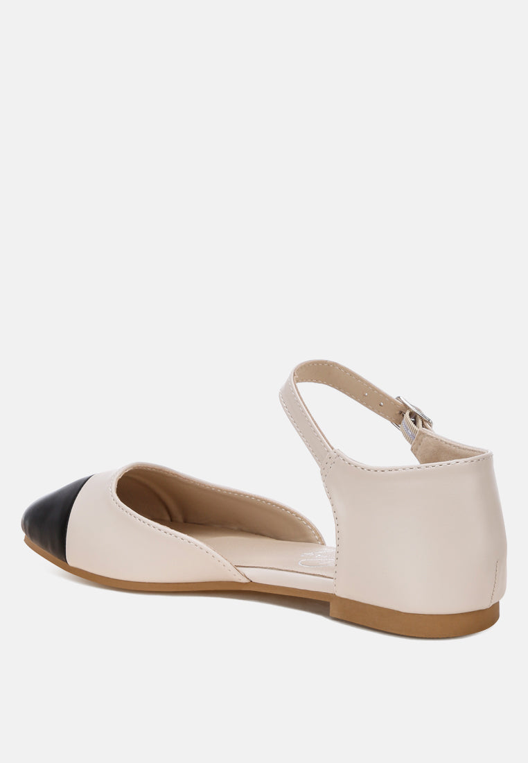 Clevea Dual Tone Pin Buckle Ballet Flats-3