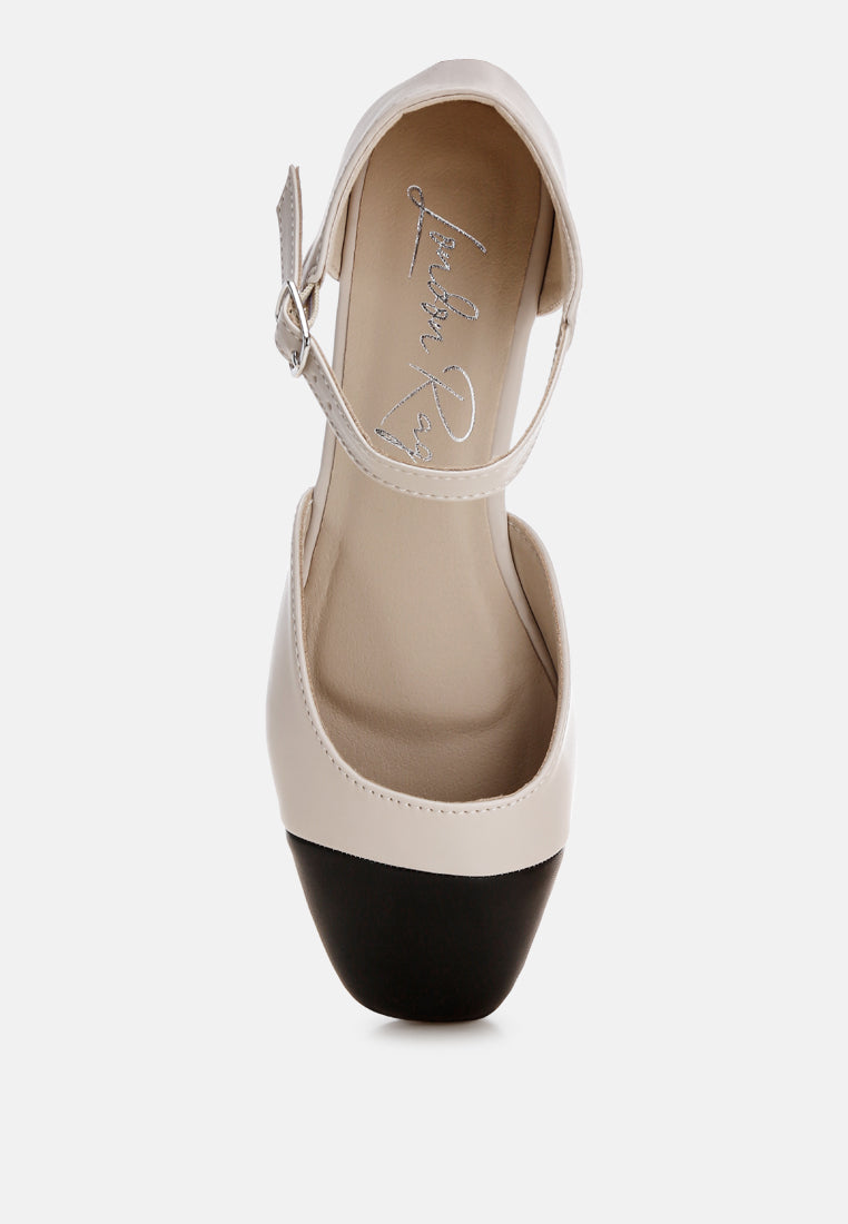 Clevea Dual Tone Pin Buckle Ballet Flats-4