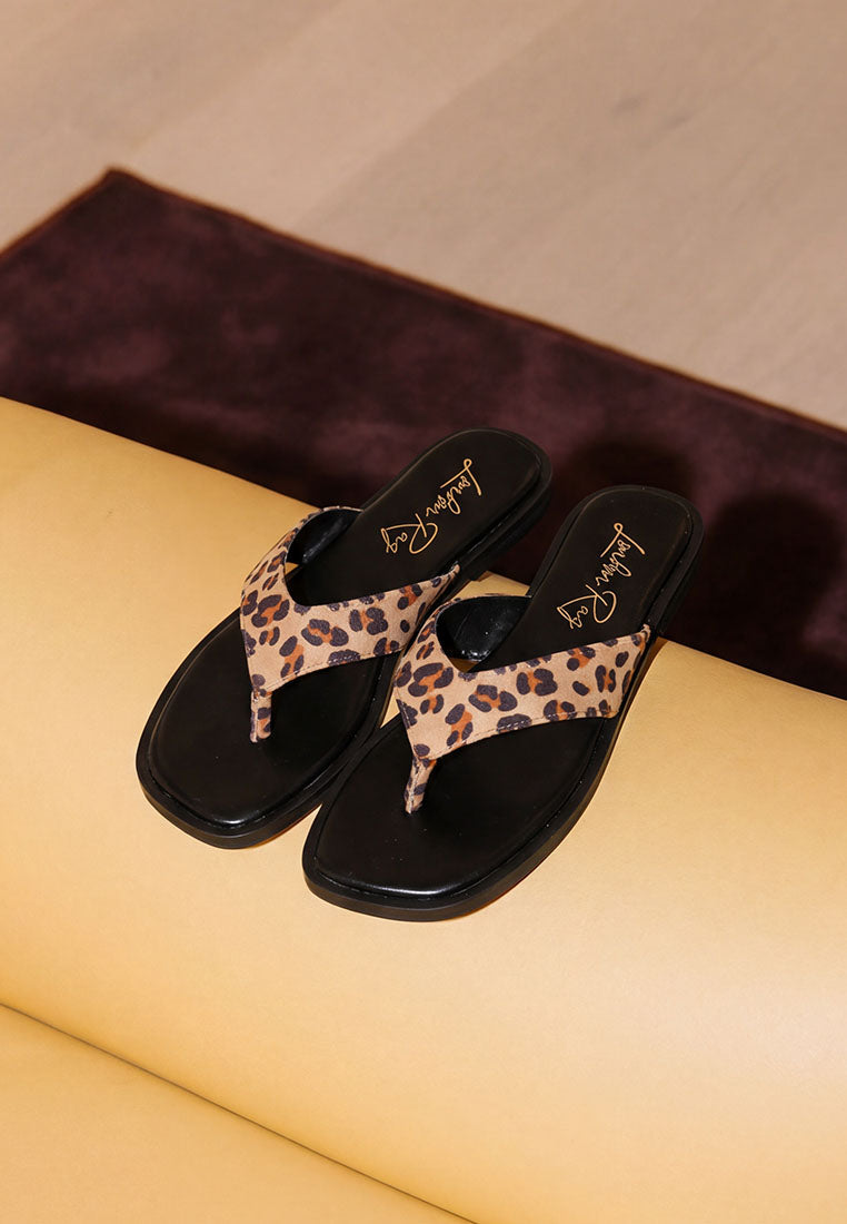 Buchi Animal Print Thong Flats-1