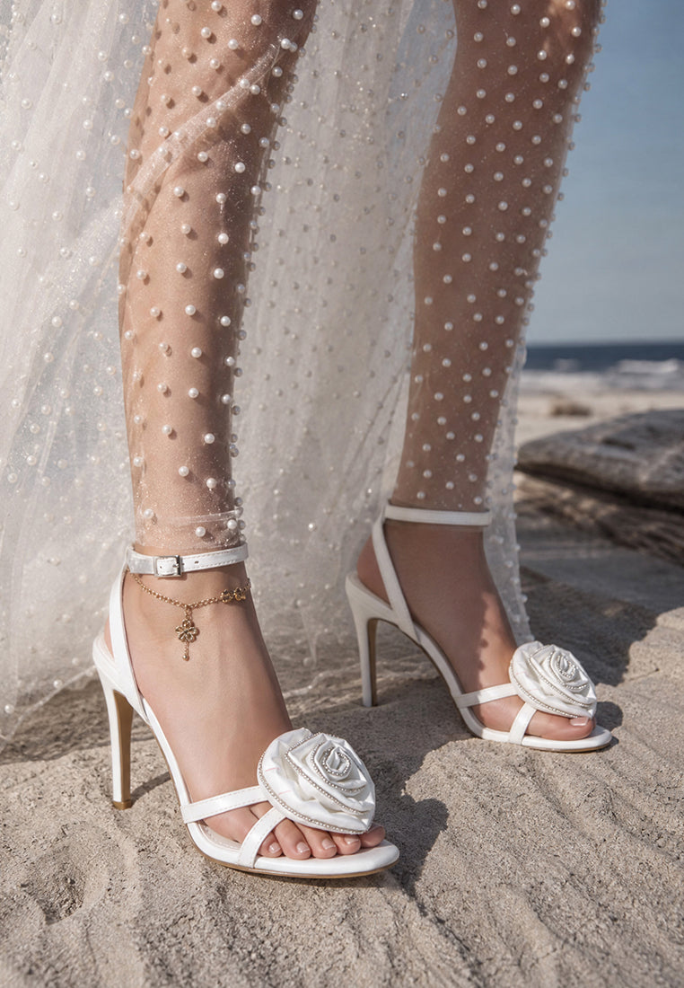 Candela Floral Rhinestone Accent Heel Sandals-1