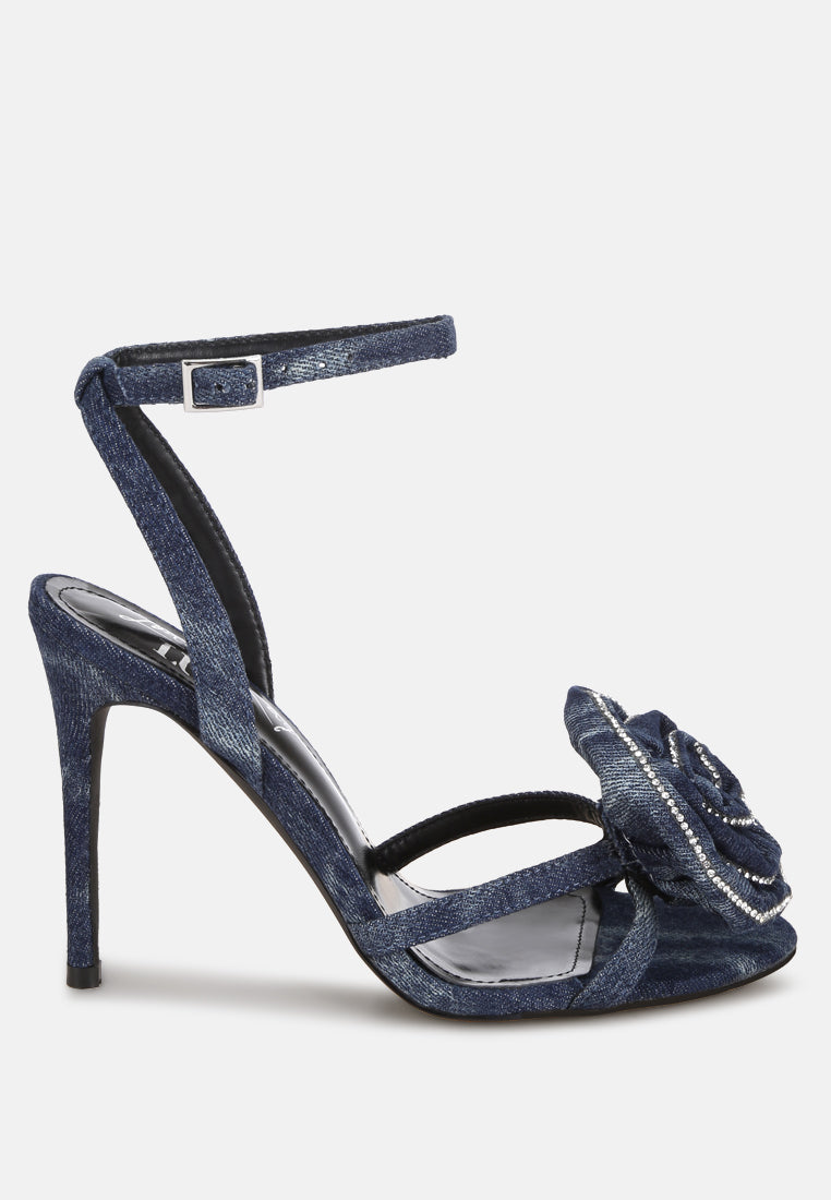 Candela Floral Rhinestone Accent Heel Sandals-6