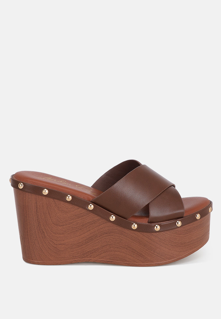 Ciriya Criss Cross Straps Wedge Heels-5