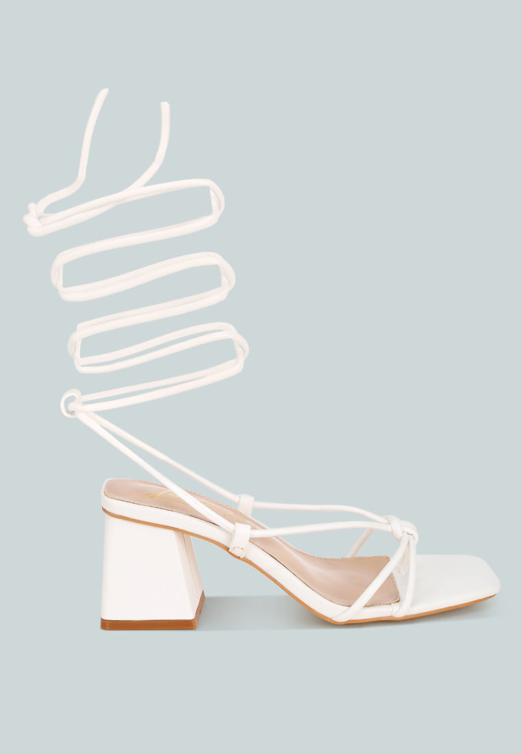 Porsiah Strappy Tie Up Block Heels-0