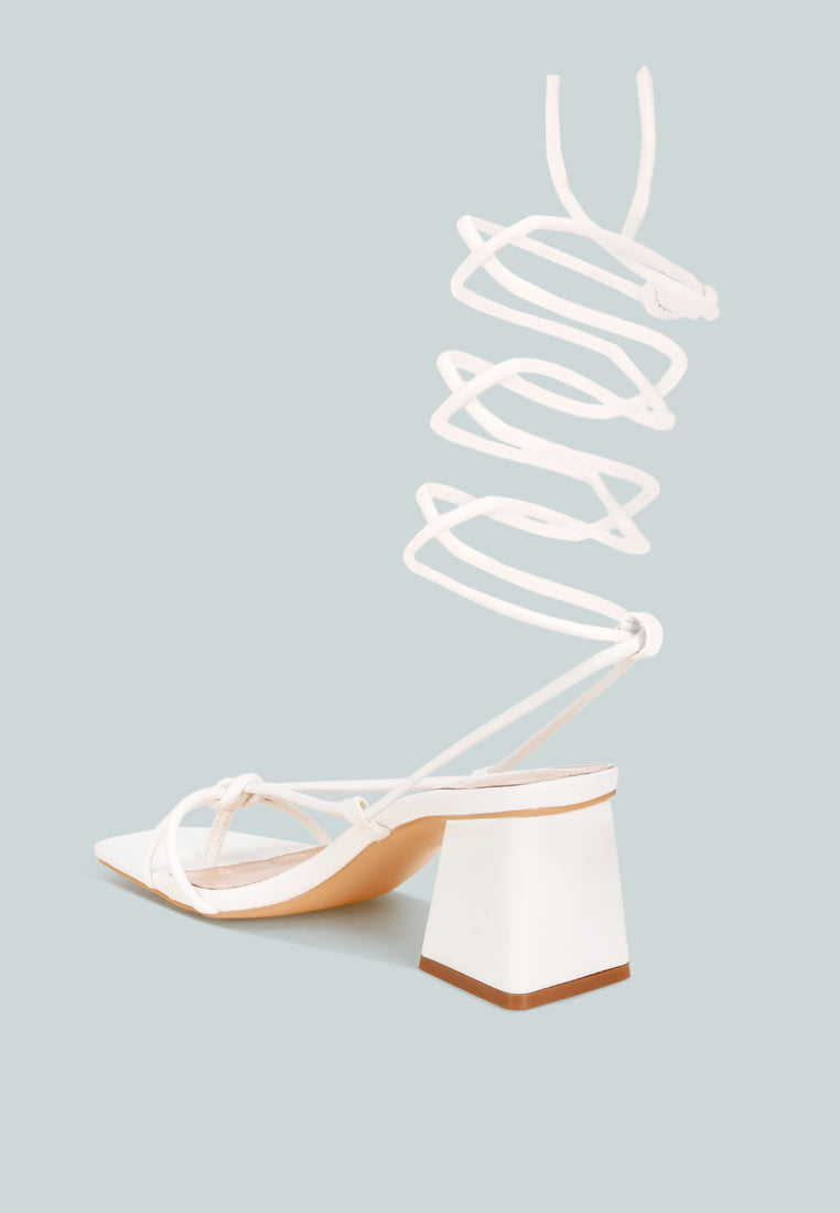 Porsiah Strappy Tie Up Block Heels-2
