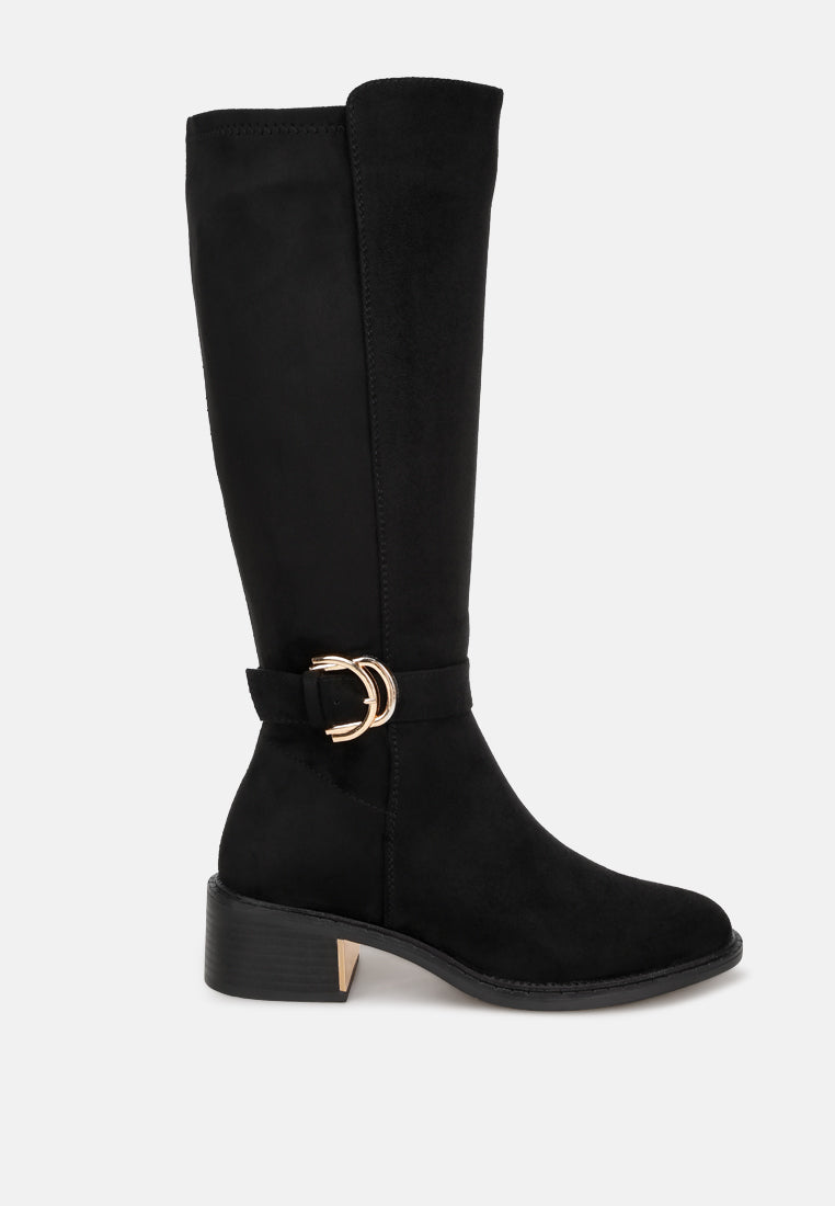 Lewang Metallic Buckle Detail Long Boots-0