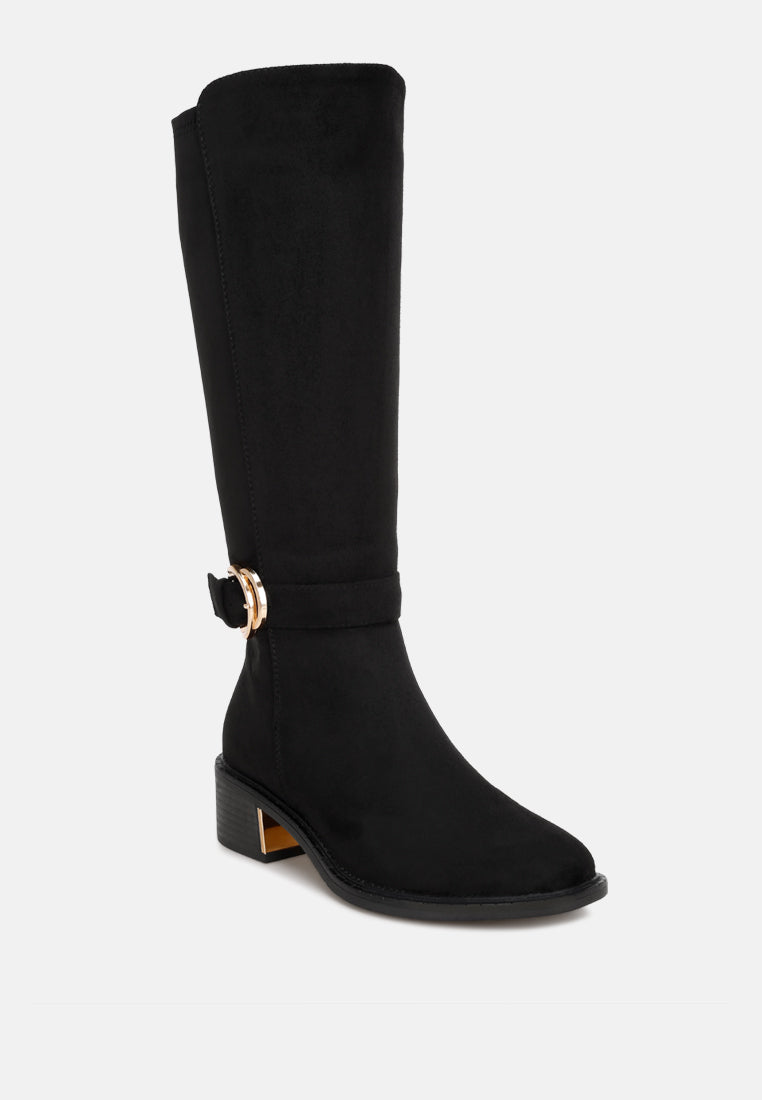 Lewang Metallic Buckle Detail Long Boots-1