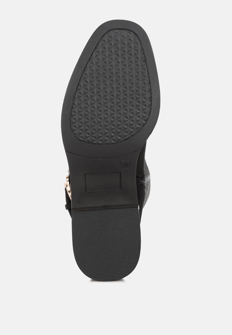 Lewang Metallic Buckle Detail Long Boots-4