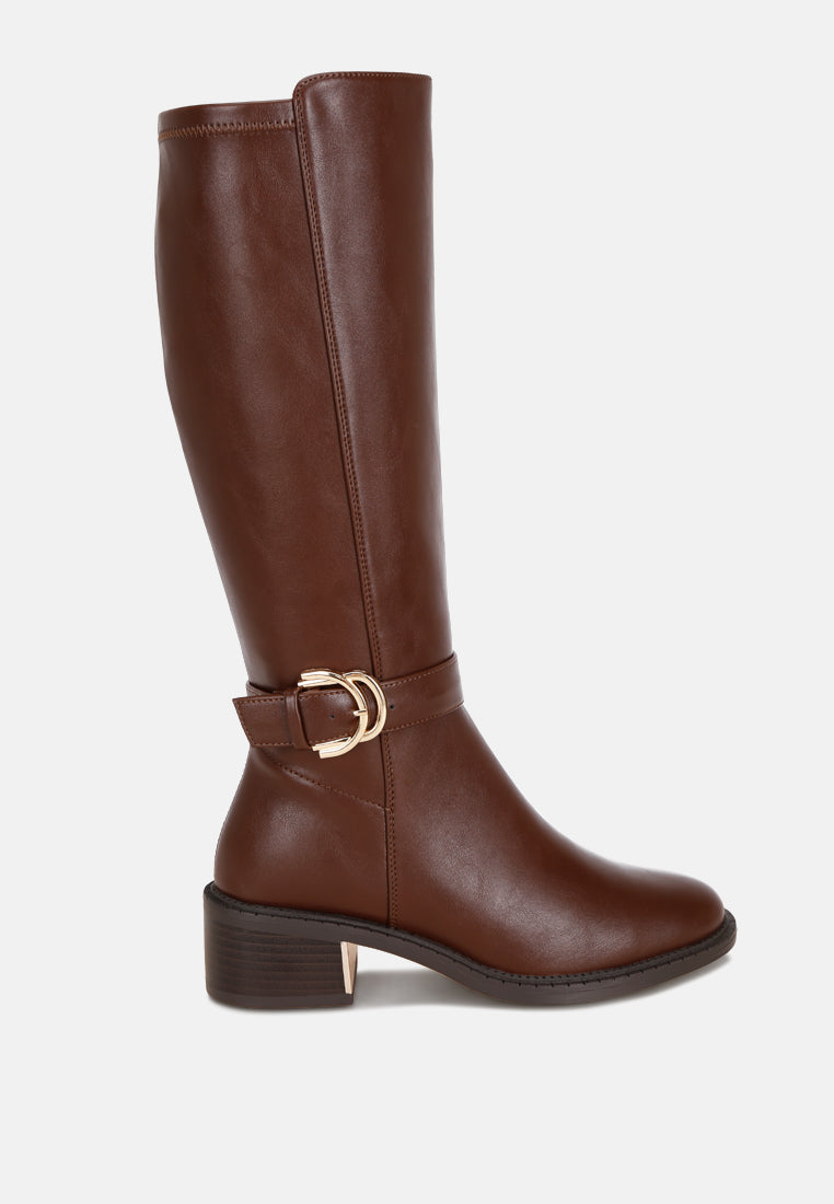 Lewang Metallic Buckle Detail Long Boots-6