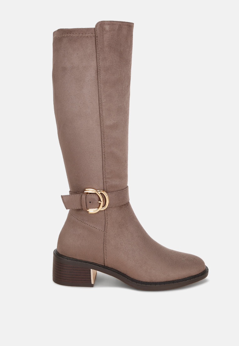 Lewang Metallic Buckle Detail Long Boots-7