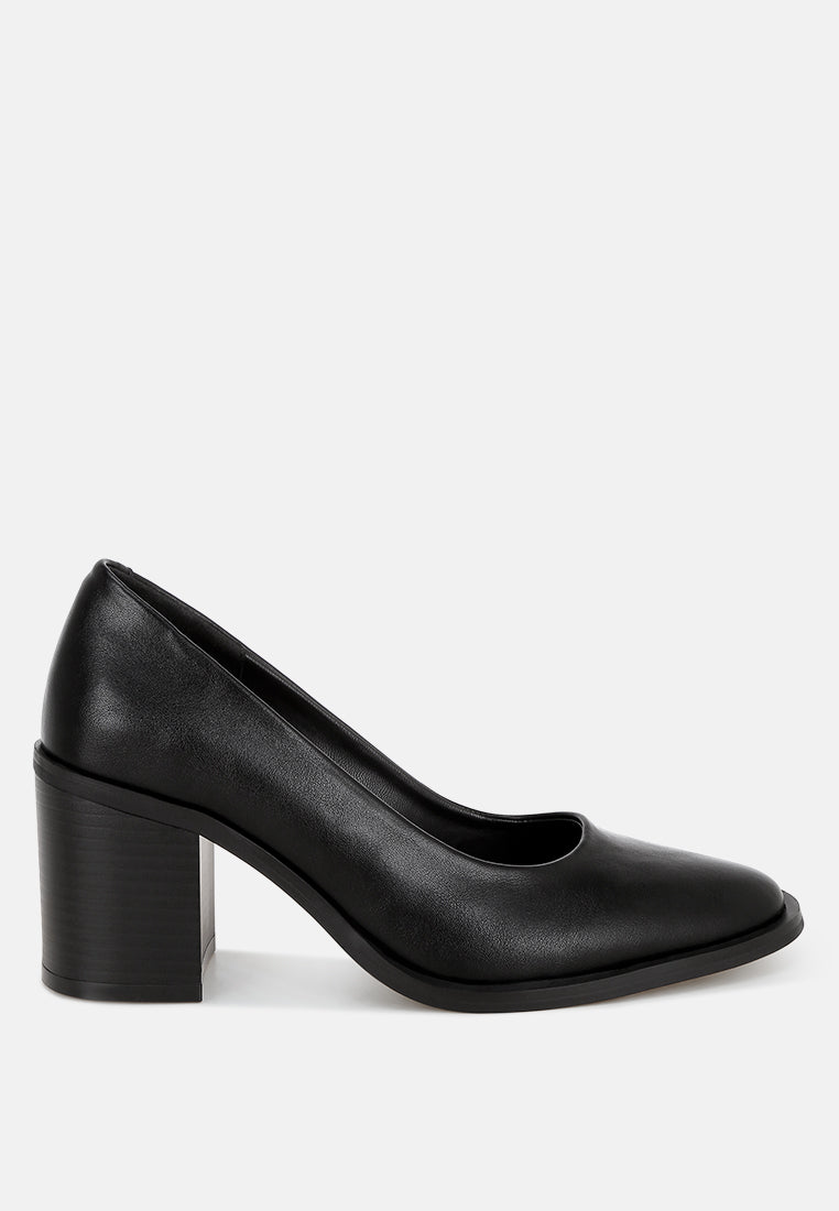 Amalina Almond Toe Block Heel Pumps-6