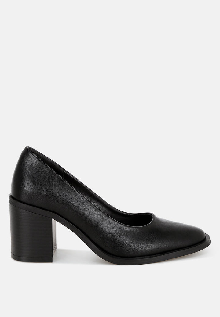 Amalina Almond Toe Block Heel Pumps-6
