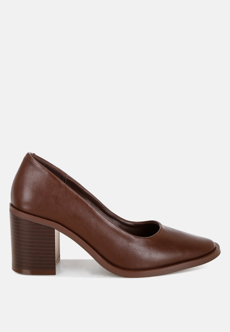 Amalina Almond Toe Block Heel Pumps-5