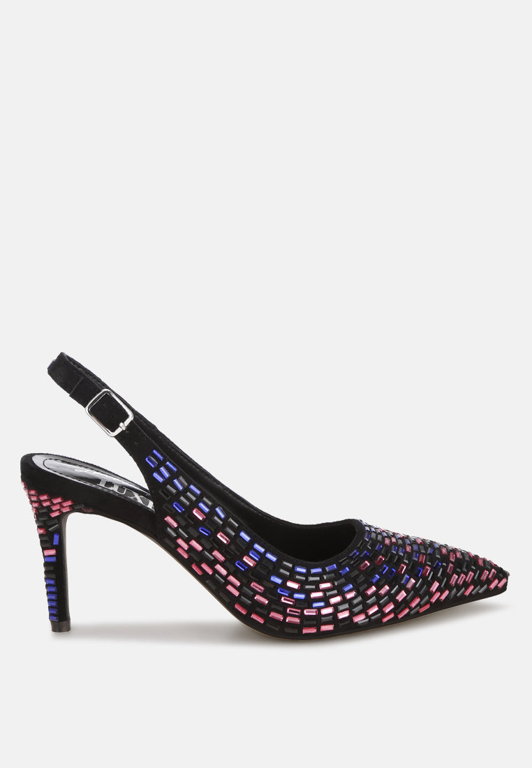 Lutina Rhinestones Embellished Slingback Sandals-0