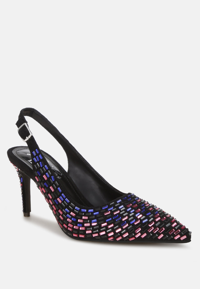 Lutina Rhinestones Embellished Slingback Sandals-1