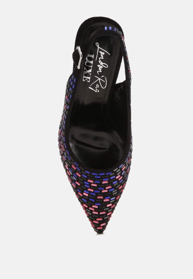 Lutina Rhinestones Embellished Slingback Sandals-3