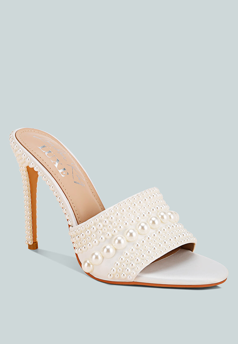 Celestina Pearls Embellished Slip On Sandals-1