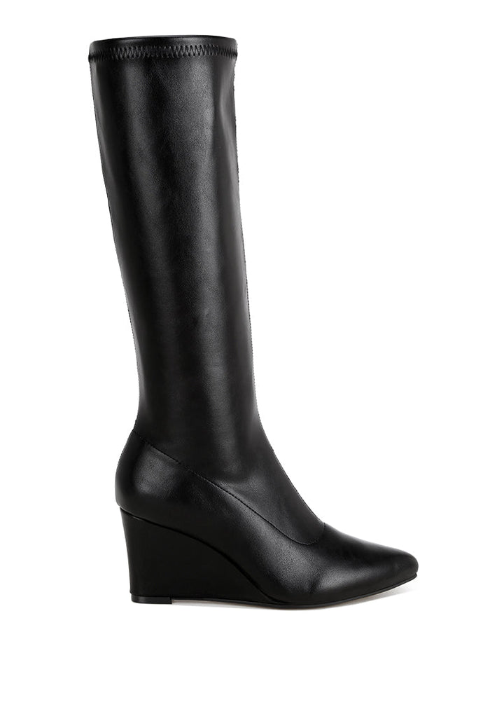 Cheyen Pointed Toe Stretchable Wedge Boots-0