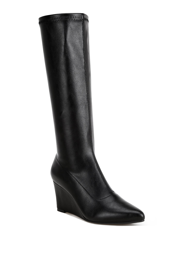 Cheyen Pointed Toe Stretchable Wedge Boots-1