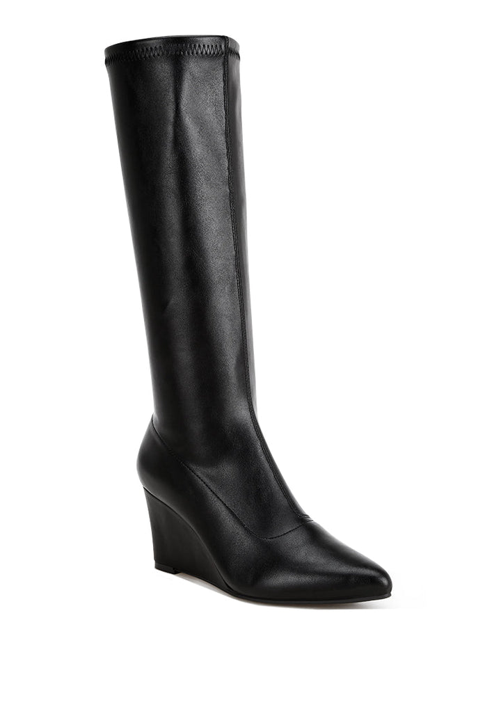 Cheyen Pointed Toe Stretchable Wedge Boots-1