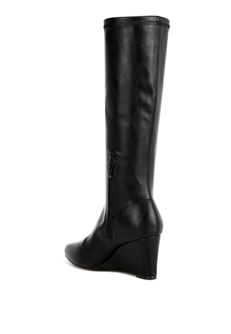 Cheyen Pointed Toe Stretchable Wedge Boots-2