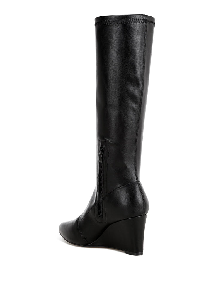 Cheyen Pointed Toe Stretchable Wedge Boots-2