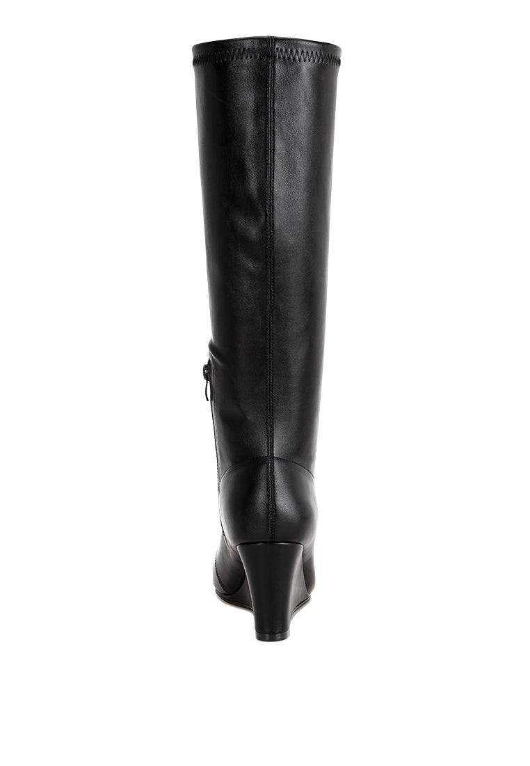 Cheyen Pointed Toe Stretchable Wedge Boots-4