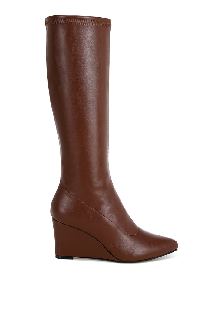 Cheyen Pointed Toe Stretchable Wedge Boots-5