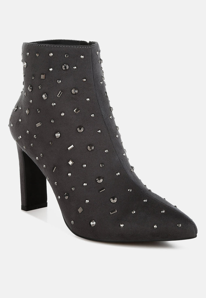Sakura Diamante Embellished Microfiber Boots-1