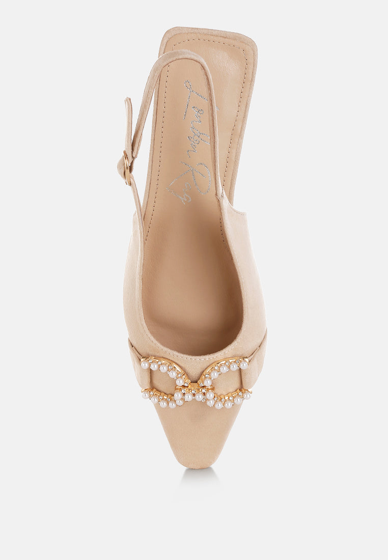 Salova Pearl-Studded Horsebit Flats-3