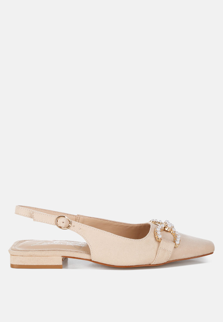 Salova Pearl-Studded Horsebit Flats-0