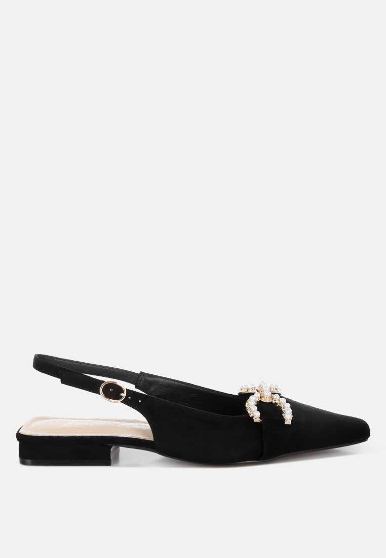 Salova Pearl-Studded Horsebit Flats-5