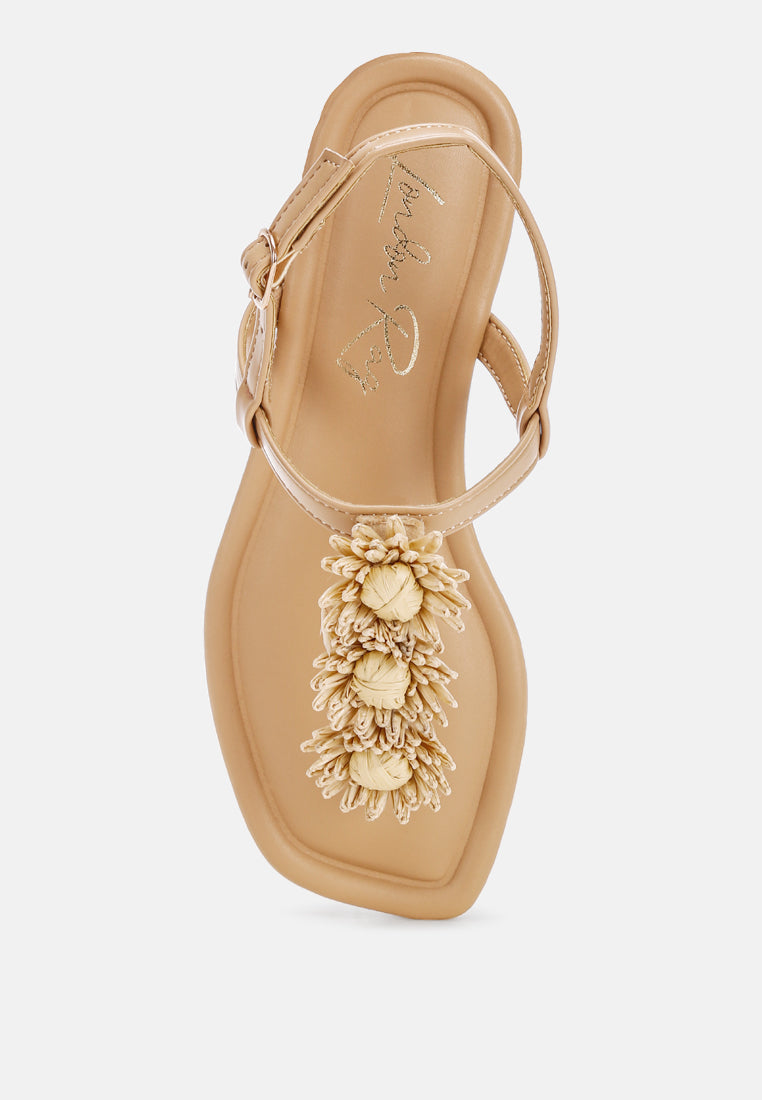 Salwa Floral Applique Thong Sandals-4