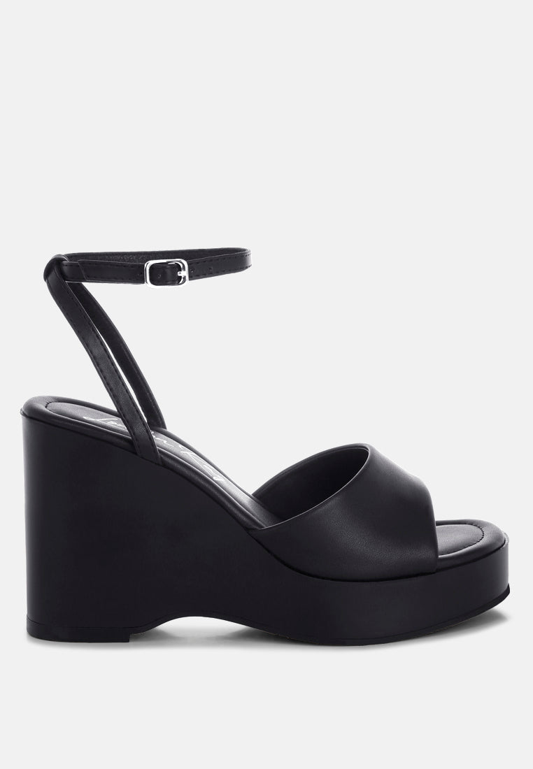 Sangria Solid Platform Faux Leather Wedges-5