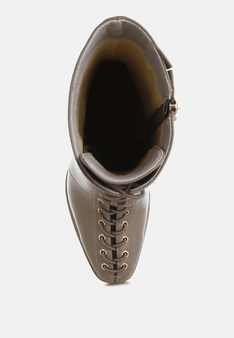 Sayal Faux Leather Lace Up Boots-3